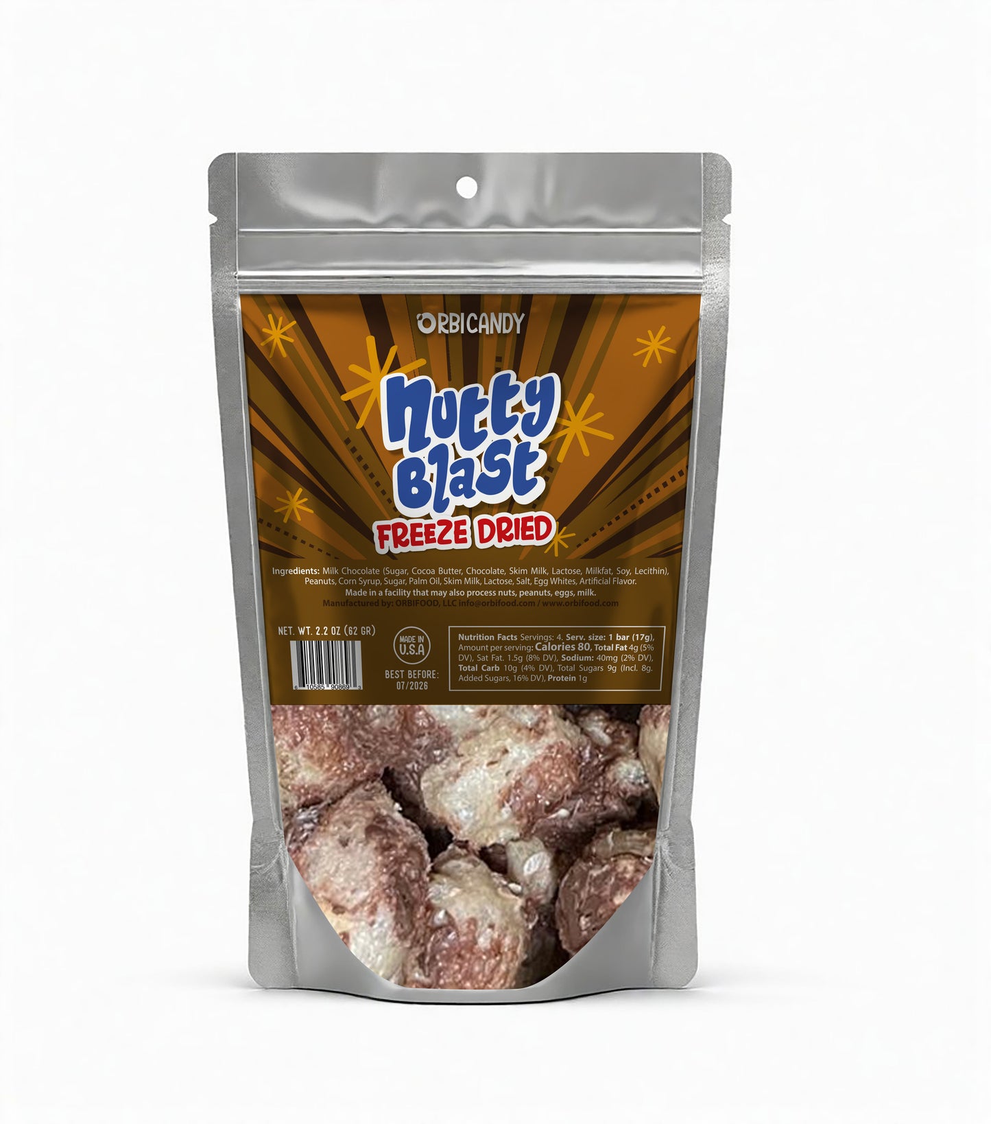 Nutty Blast - Crunchy peanut butter candy with a sweet finish.